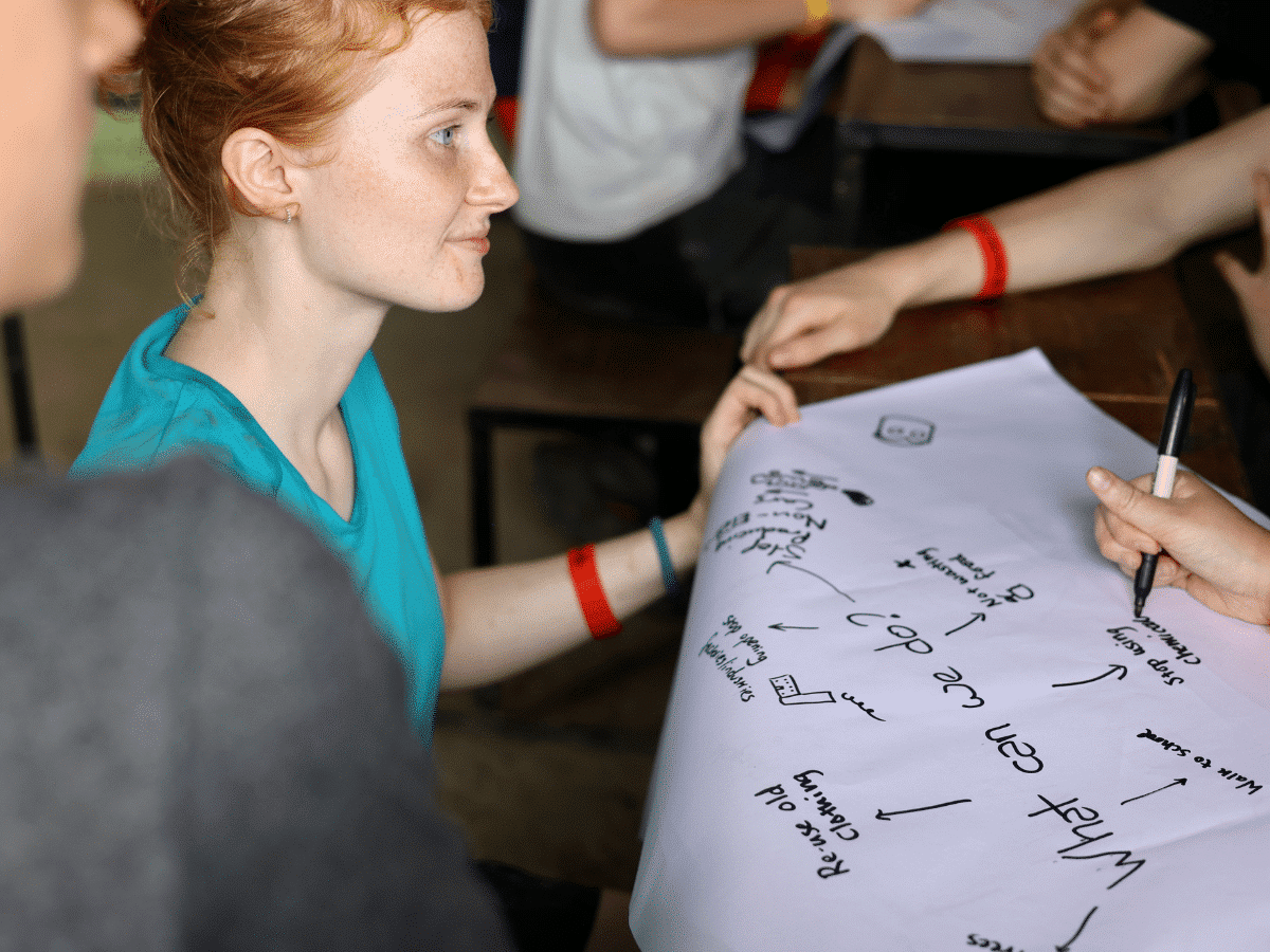 Scouts building and teaching