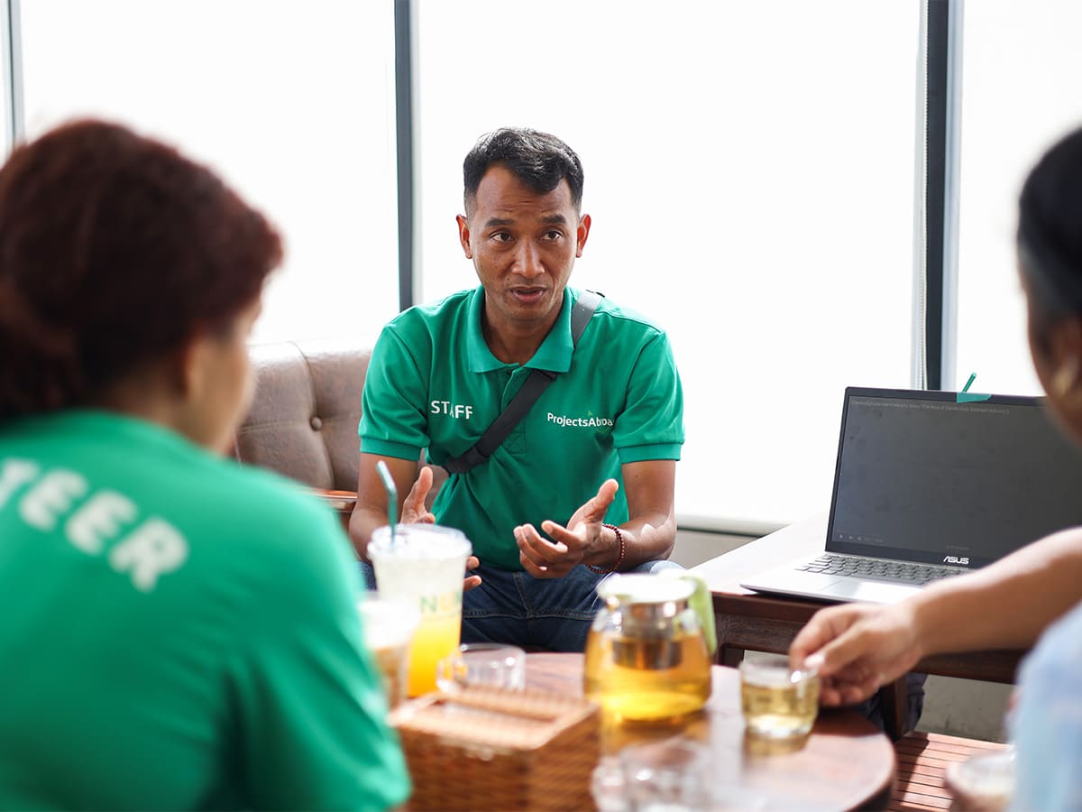 Staff in Cambodia Explaining