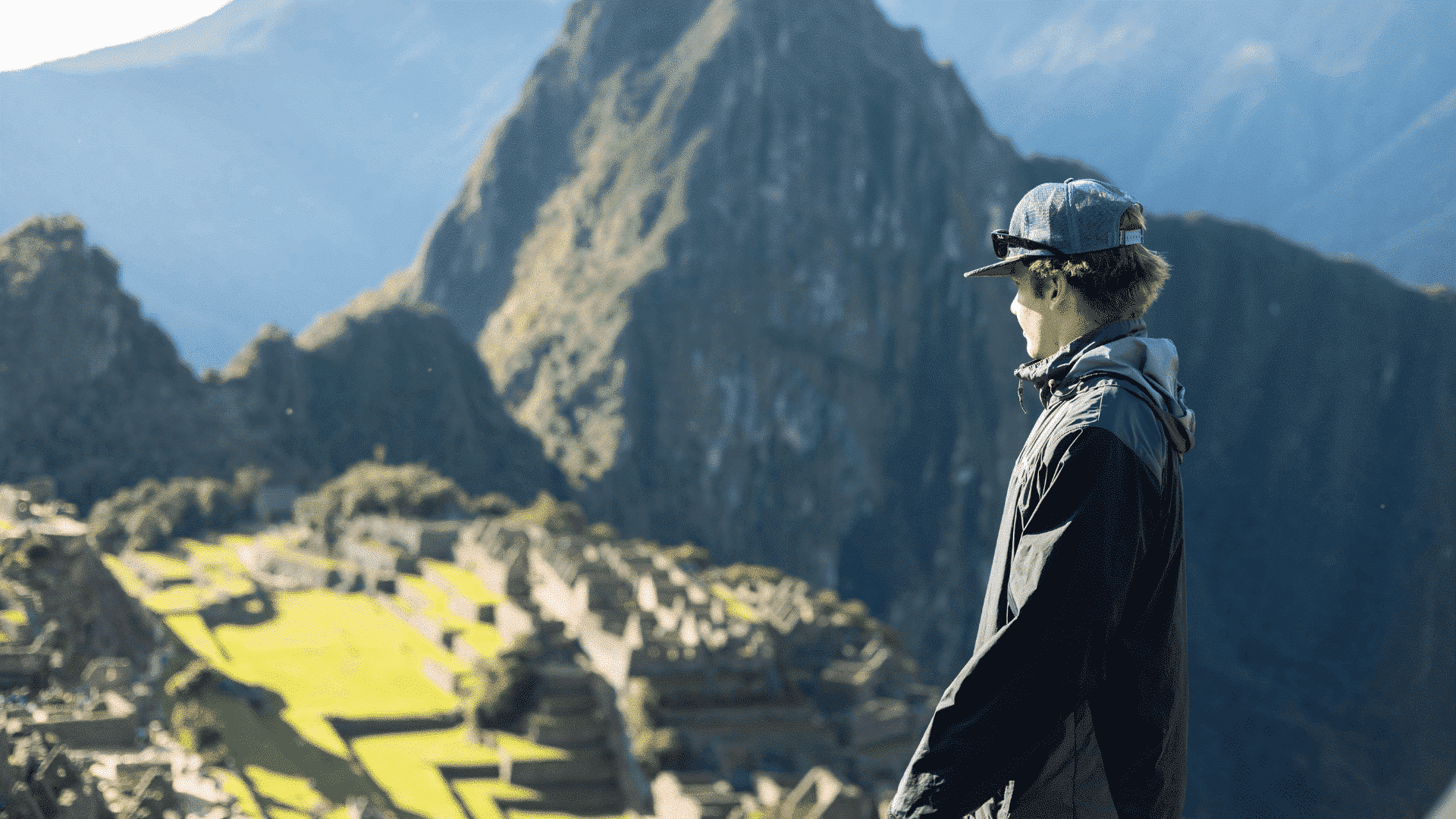 A Projects Abroad volunteer gazes over the famous lost city of Machu Picchu in Peru