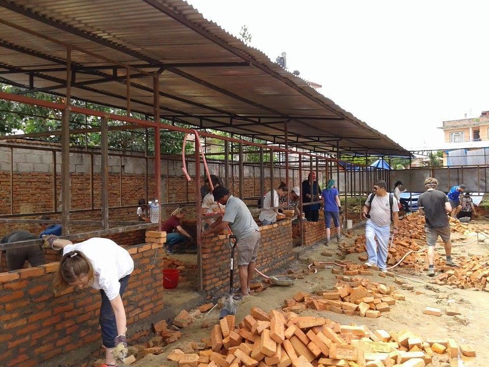 Volunteers are building classrooms during the Building Project in Nepal